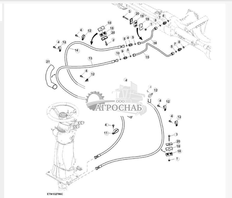 Гидравлические шланги рулевого управления, левая сторона, 4WD, HillMaster™ 